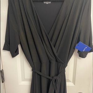 APT 9 Black wrap dress with gold shimmer